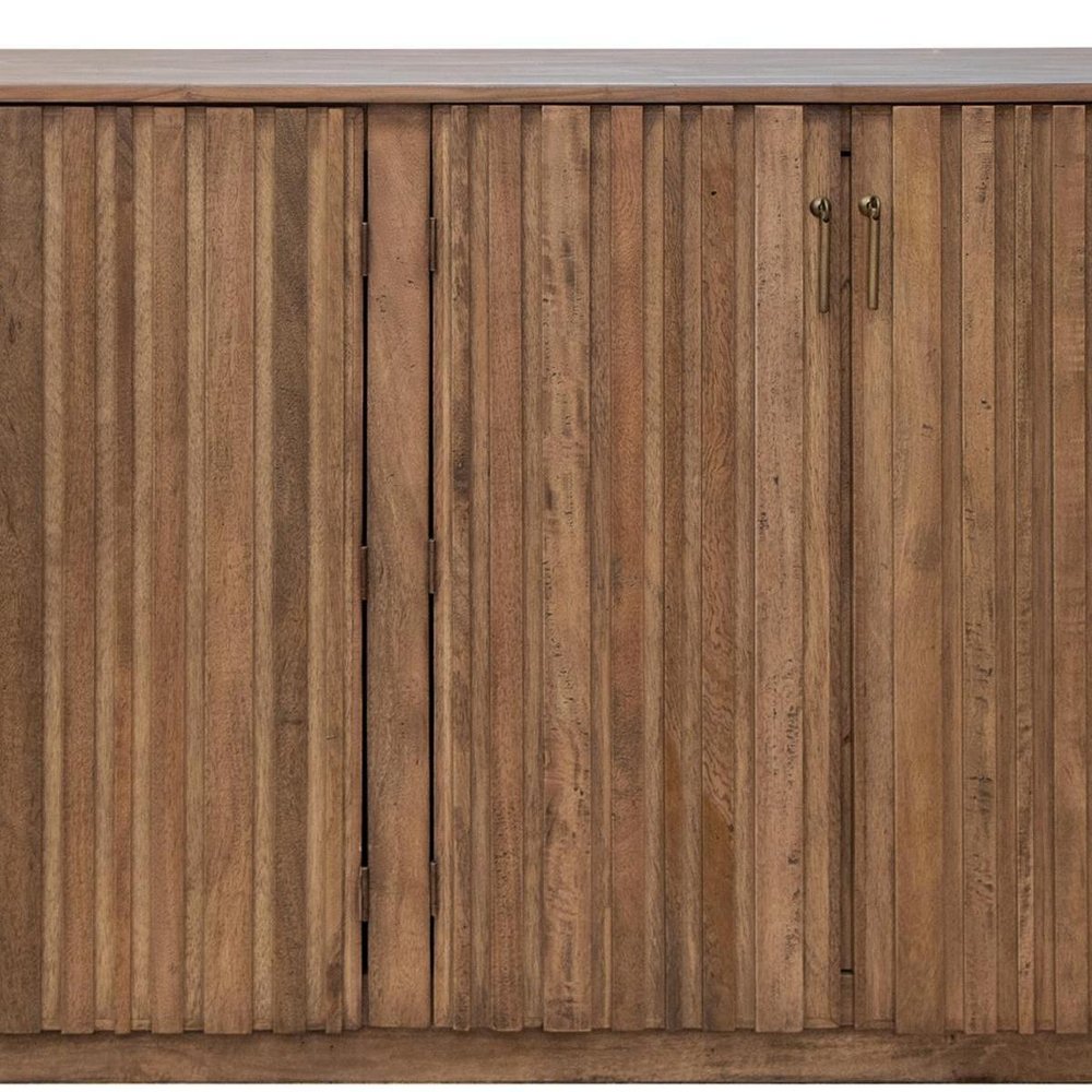 61" Brown Distressed Wood Sideboard With Four Doors