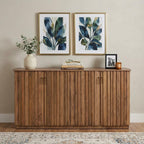 61" Brown Distressed Wood Sideboard With Four Doors