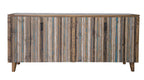 69" Blue Distressed Wood Sideboard With Four Doors