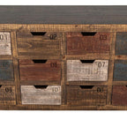 61" Brown Distressed Wood 12 Drawer Sideboard