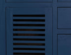 69" Blue Brown And Dark Blue Distressed Wood Six Drawer Sideboard With Two Doors
