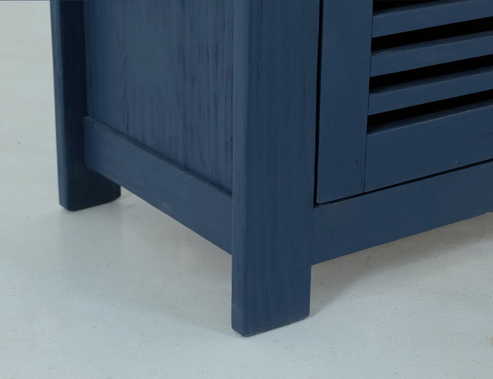 69" Blue Brown And Dark Blue Distressed Wood Six Drawer Sideboard With Two Doors