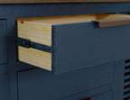 69" Blue Brown And Dark Blue Distressed Wood Six Drawer Sideboard With Two Doors