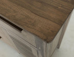 69" Ivory And Brown Distressed Wood Six Drawer Credenza With Two Doors