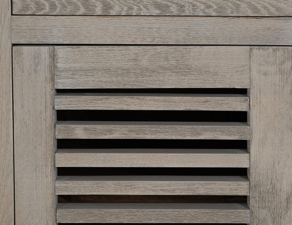 69" Ivory And Brown Distressed Wood Six Drawer Credenza With Two Doors