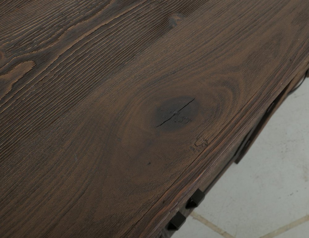 60" Brown Distressed Solid Wood And Wood Carved Abstract Three Drawer Sideboard With Two Doors