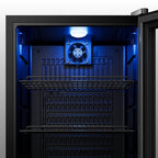 33" X 17" Clear and Black Stainless Steel Single Compartment Can Beverage Refrigerator
