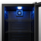 33" X 19" Clear and Black Stainless Steel Single Compartment Can Beverage Refrigerator