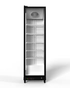 76" X 22" Clear and Black Stainless Steel Single Compartment Can Beverage Refrigerator