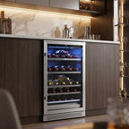 55" X 23" Silver and Black Stainless Steel Single Compartment Can Beverage Refrigerator
