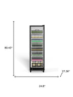 80" X 25" Clear and Black Stainless Steel Single Compartment Can Beverage Refrigerator