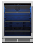32" X 23" Silver and Black Stainless Steel Single Compartment Can Beverage Refrigerator