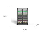 76" X 44" Clear and Black Stainless Steel Double Door Can Beverage Refrigerator