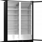 76" X 44" Clear and Black Stainless Steel Double Door Can Beverage Refrigerator