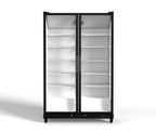 80" X 50" Clear and Black Stainless Steel Double Door Can Beverage Refrigerator