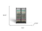 80" X 50" Clear and Black Stainless Steel Double Door Can Beverage Refrigerator