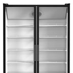 80" X 50" Clear and Black Stainless Steel Double Door Can Beverage Refrigerator