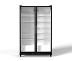 80" X 50" Clear and Black Stainless Steel Double Door Can Beverage Refrigerator