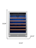 32" X 23" Silver and Black Stainless Steel Single Compartment Wine Refrigerator