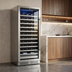 55" X 23" Silver and Black Stainless Steel Single Compartment Wine Refrigerator