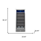 55" X 23" Silver and Black Stainless Steel Single Compartment Wine Refrigerator