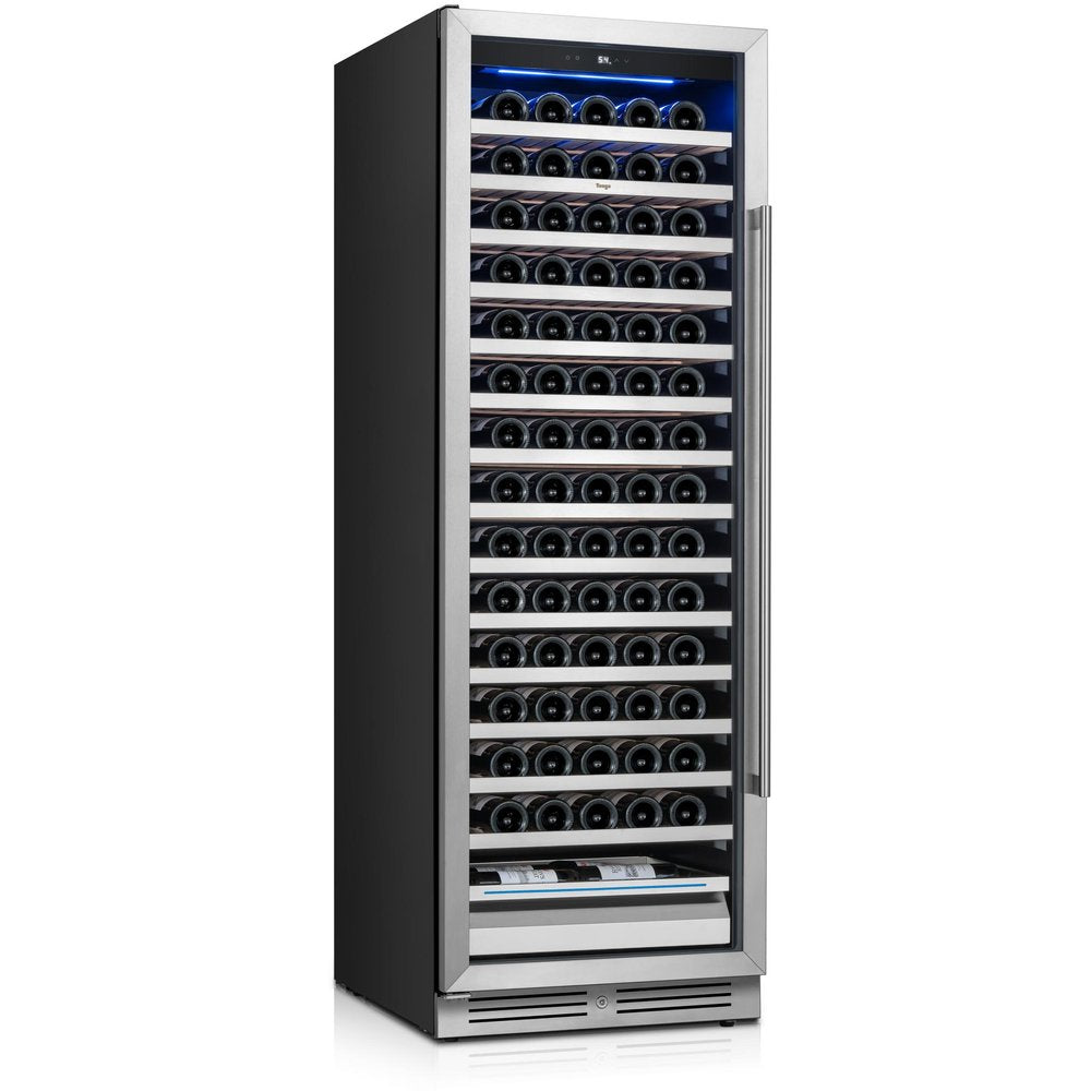 69" X 23" Silver and Black Stainless Steel Single Compartment Wine Refrigerator