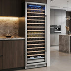 69" X 23" Silver and Black Stainless Steel Single Compartment Wine Refrigerator