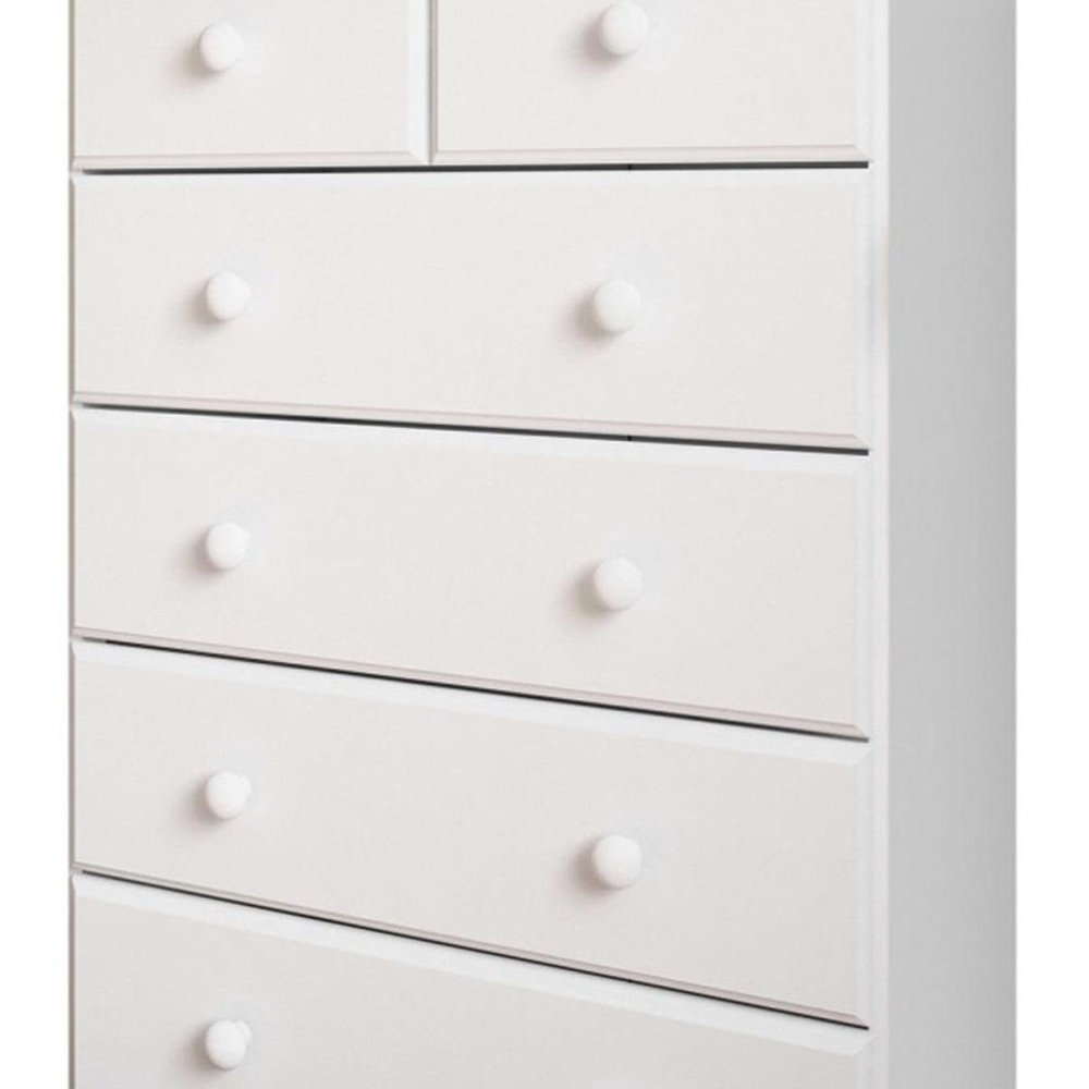32" White Solid Wood Six Drawer Dresser