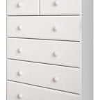 32" White Solid Wood Six Drawer Dresser