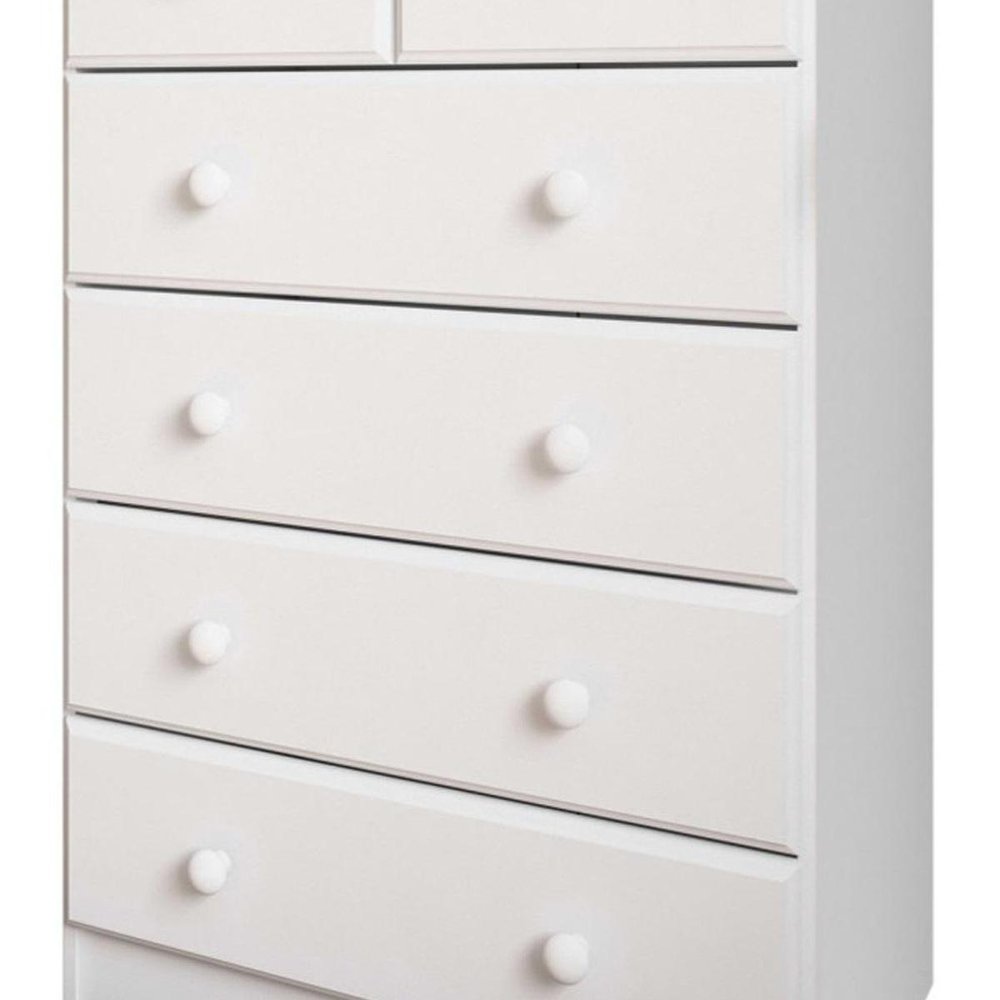 32" White Solid Wood Six Drawer Dresser