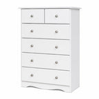 32" White Solid Wood Six Drawer Dresser