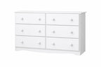 48" White Solid Wood Six Drawer Dresser