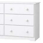 48" White Solid Wood Six Drawer Dresser