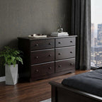 48" White Solid Wood Six Drawer Dresser