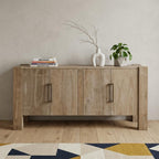 70" Ivory Distressed Wood Sideboard With Four Doors