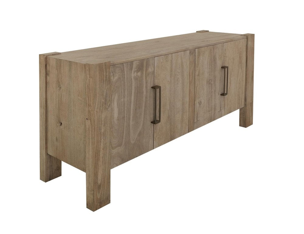 70" Ivory Distressed Wood Sideboard With Four Doors