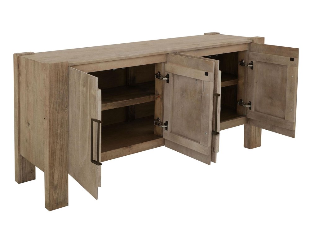 70" Ivory Distressed Wood Sideboard With Four Doors