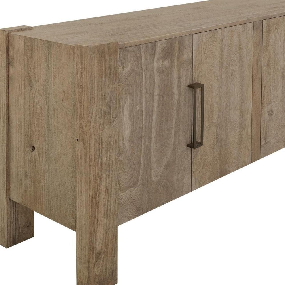 70" Ivory Distressed Wood Sideboard With Four Doors