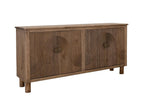 69" Brown Distressed Wood Carved Geometric Sideboard With Four Doors