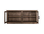68" Brown Distressed Wood Sideboard With Four Glass Doors
