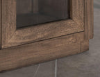 68" Brown Distressed Wood Sideboard With Four Glass Doors
