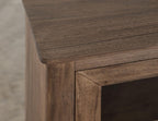 68" Brown Distressed Wood Sideboard With Four Glass Doors