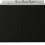 24" Black Wood Floating Double Door Bathroom Vanity With White Sink