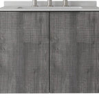 24" Gray Wood Floating Double Door Bathroom Vanity With White Sink