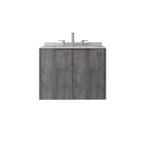 24" Gray Wood Floating Double Door Bathroom Vanity With White Sink