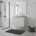 24" White Wood Floating Double Door Bathroom Vanity With Sink