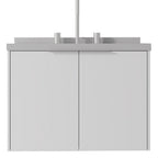 24" White Wood Floating Double Door Bathroom Vanity With Sink