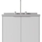 24" White Wood Floating Double Door Bathroom Vanity With Sink