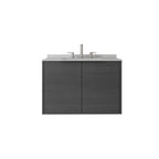 30" Gray Wood Floating Double Door Bathroom Vanity With White Sink