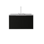 36" Black Wood Floating Double Door Bathroom Vanity With White Sink